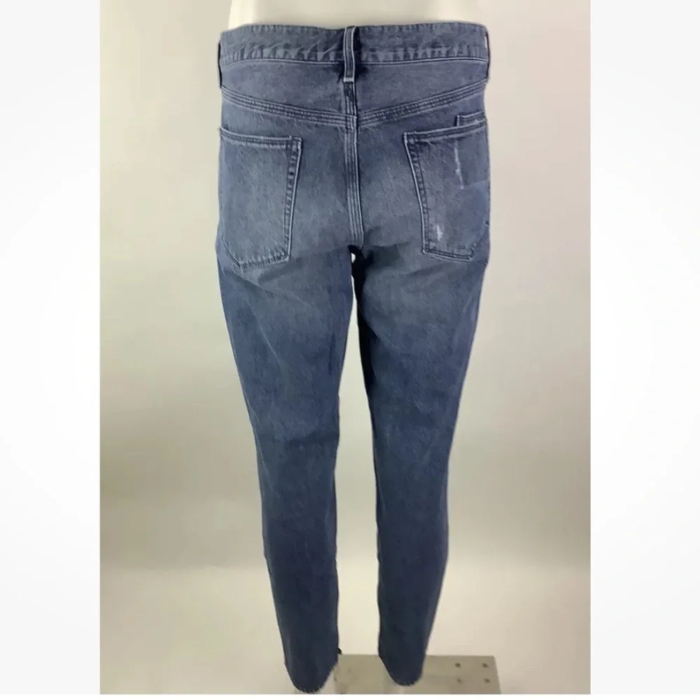 Madewell Sz 27 Slim Boy Jeans Blue 100% Cotton Distressed Detail Pants - Picture 3 of 7
